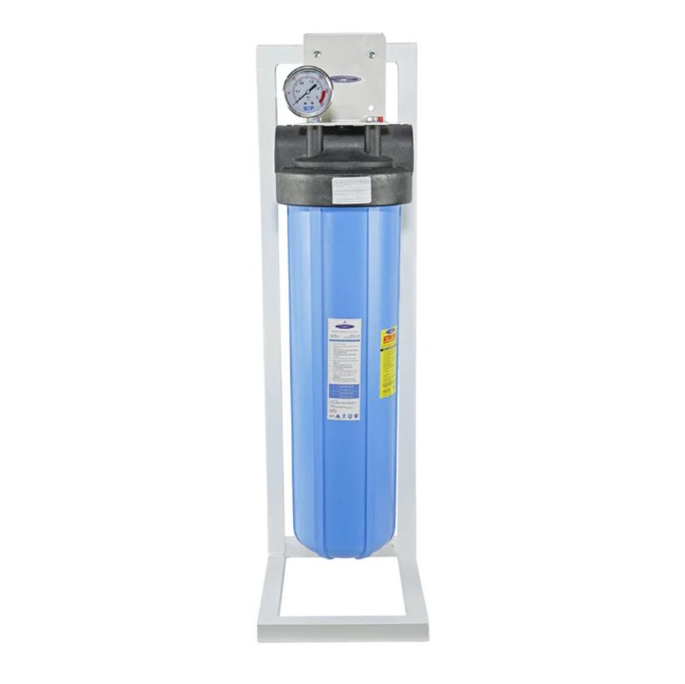 Crystal Quest Big Blue Metal Removal Whole House Single Water Filter (4-6 GPM | 1-2 people) With System Stand