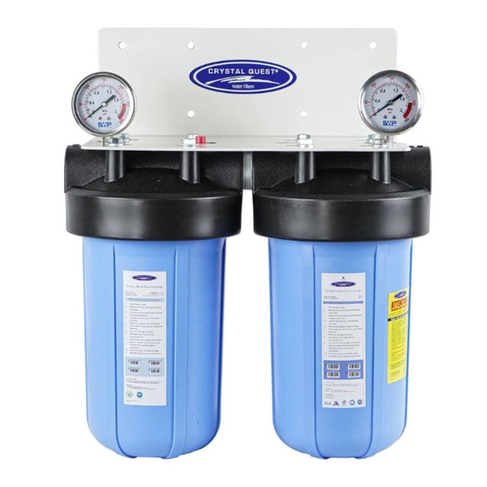 Crystal Quest Compact Whole House Double Water Filter, SMART Series (3-6 GPM | 1-2 people)