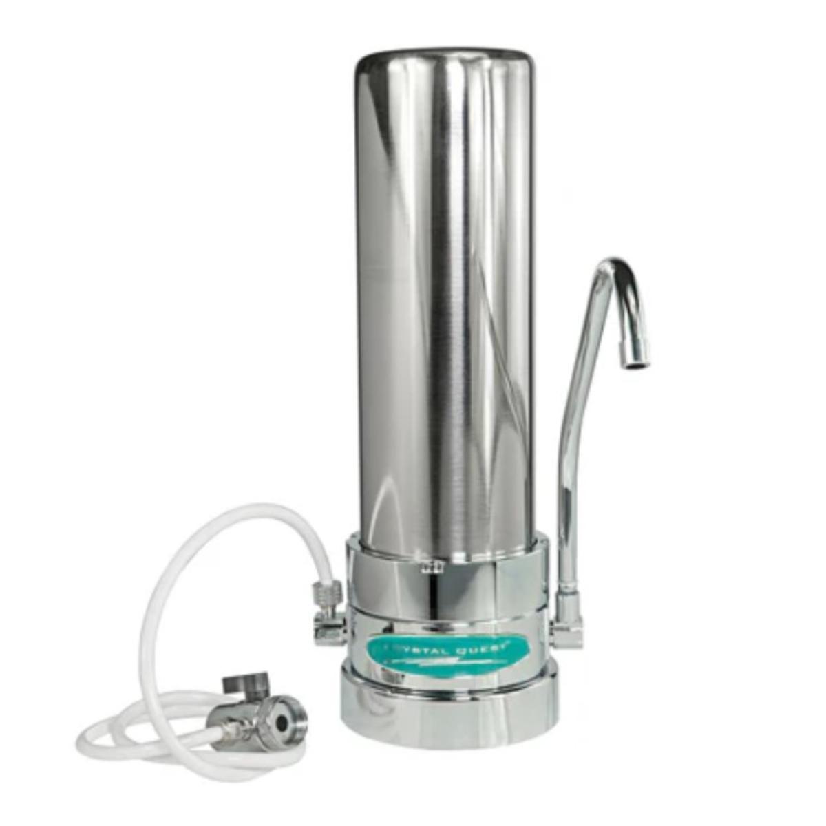 Crystal Quest Fluoride Countertop Water Filter Single Stainless Steel