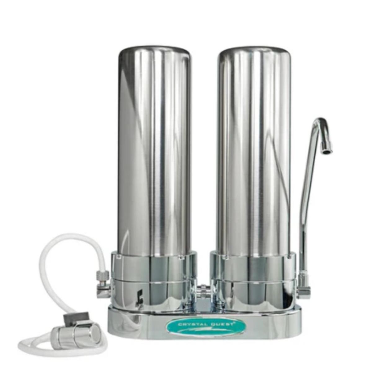 Crystal Quest Fluoride Countertop Water Filter Double Stainless Steel