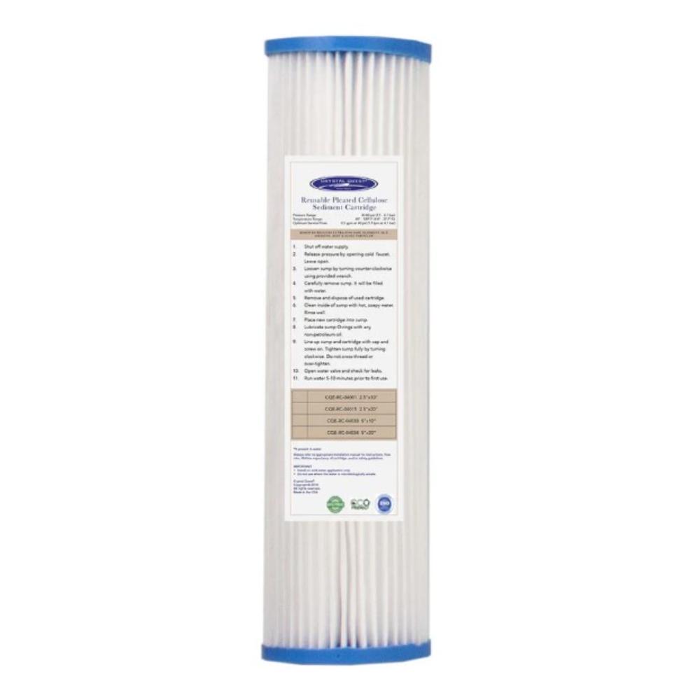 Crystal Quest Pleated Cellulose Sediment Cartridge | 2-7/8" x 9-3/4"