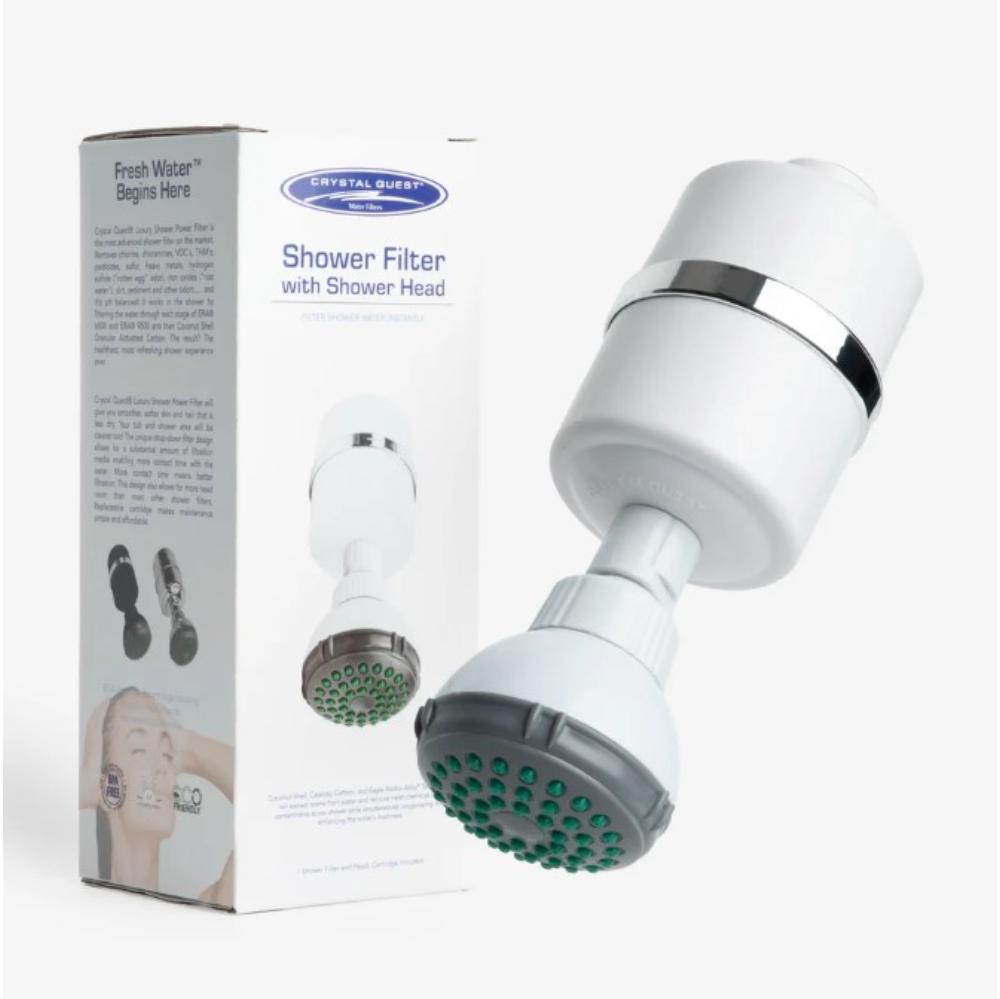 Crystal Quest Shower Head and Filter Combo – White