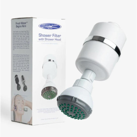 Crystal Quest Shower Head and Filter Combo – White