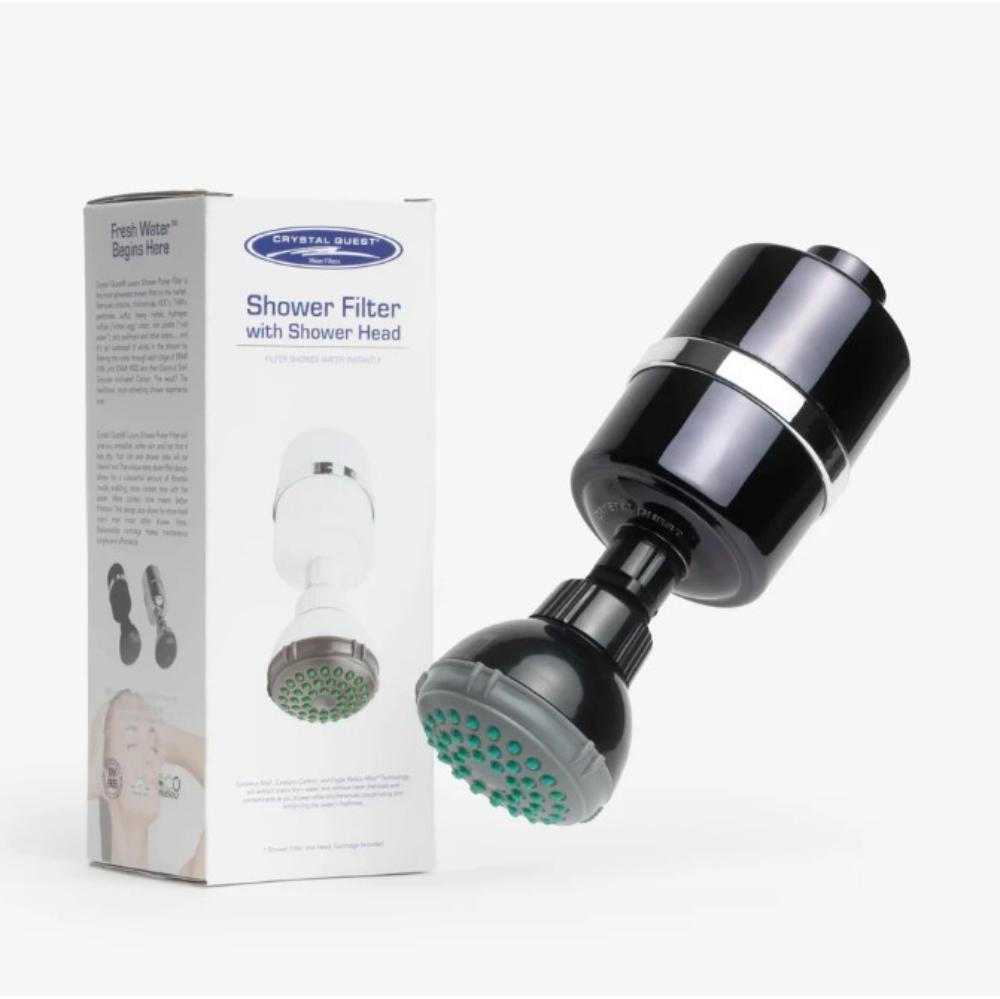 Crystal Quest Shower Head and Filter Combo – Black