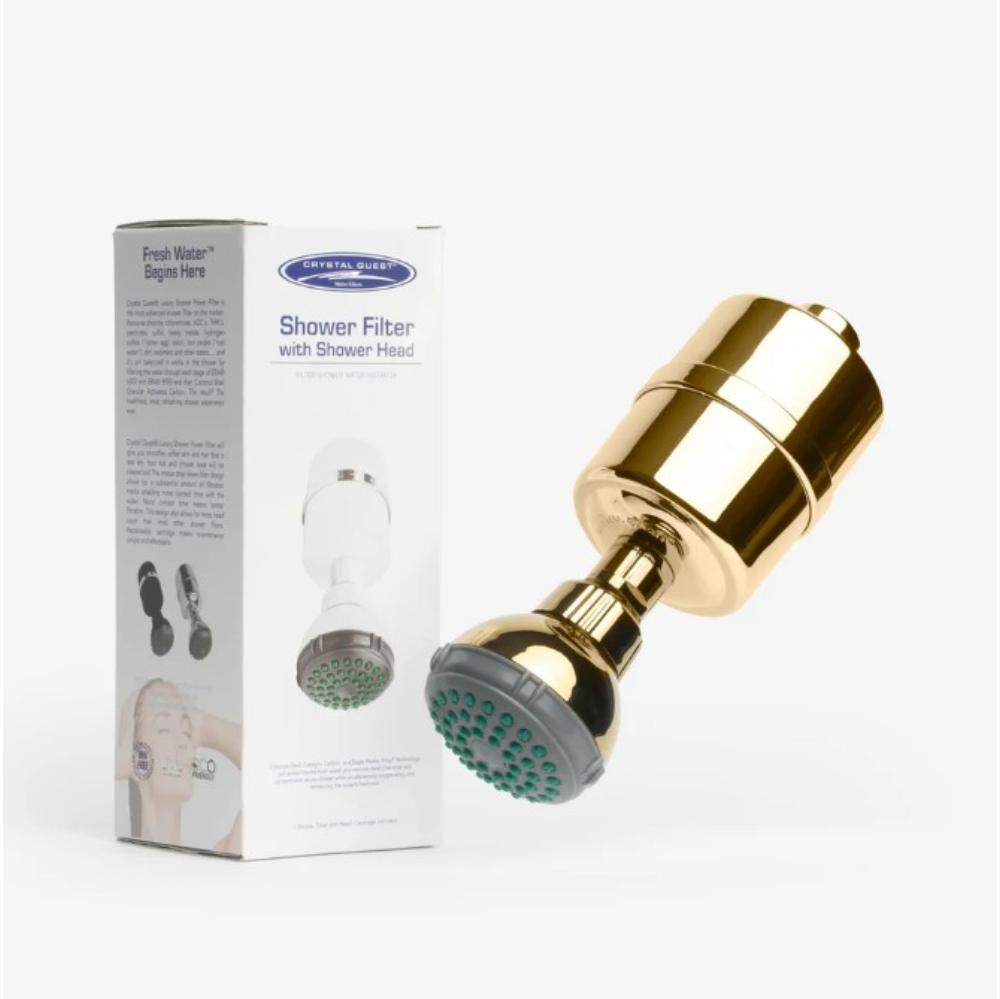 Crystal Quest Shower Head and Filter Combo – Gold