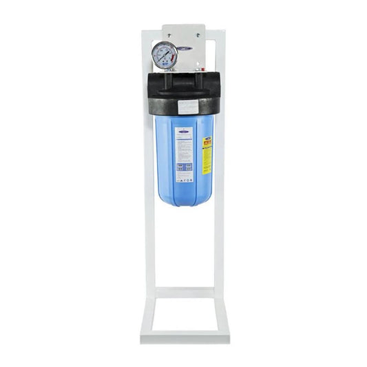 Crystal Quest Compact Whole House Single Water Filter, SMART Series (3-6 GPM | 1-2 people) With System Stand