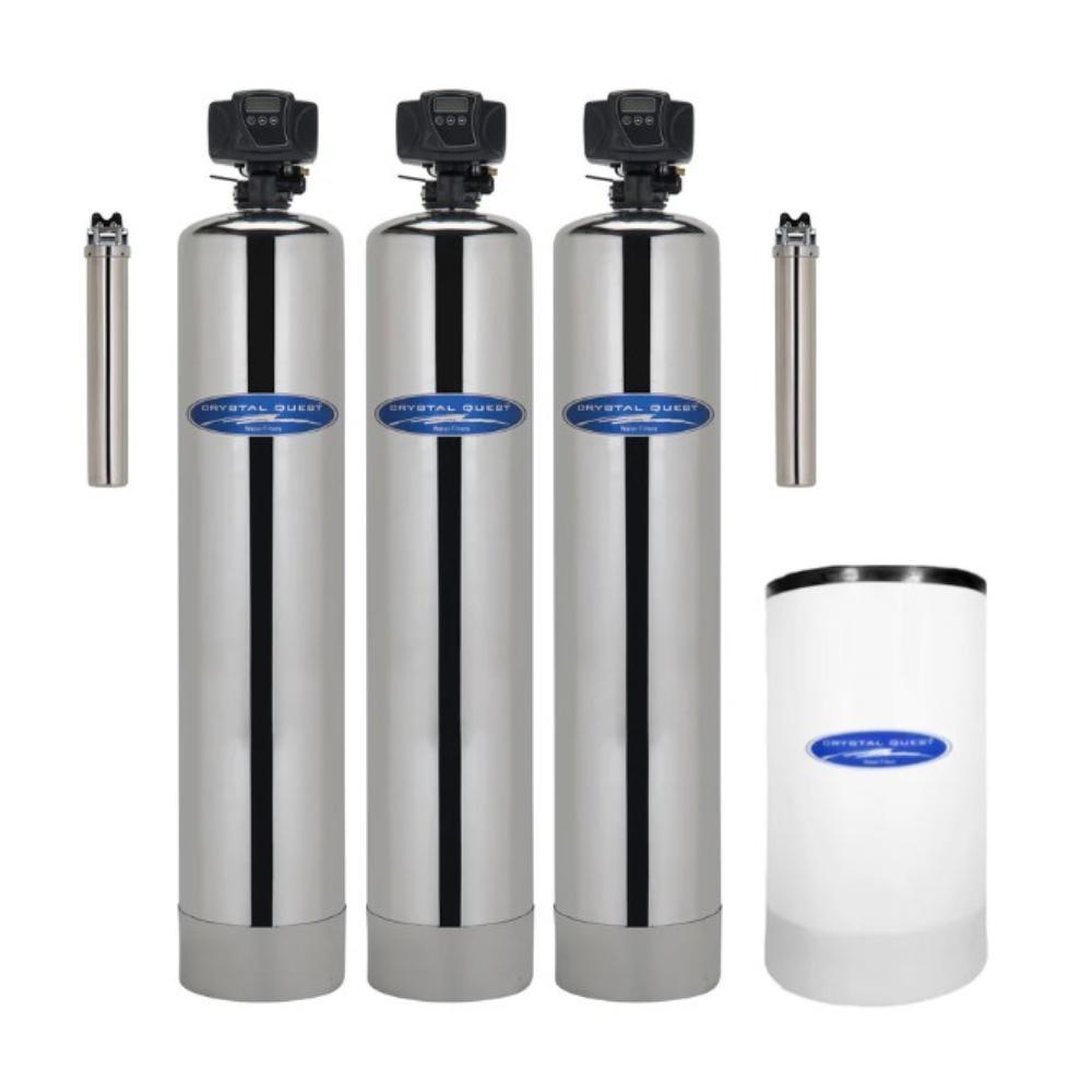 Crystal Quest Silica Whole House Water Filter with SMART Filter and Water Softener Stainless Steel