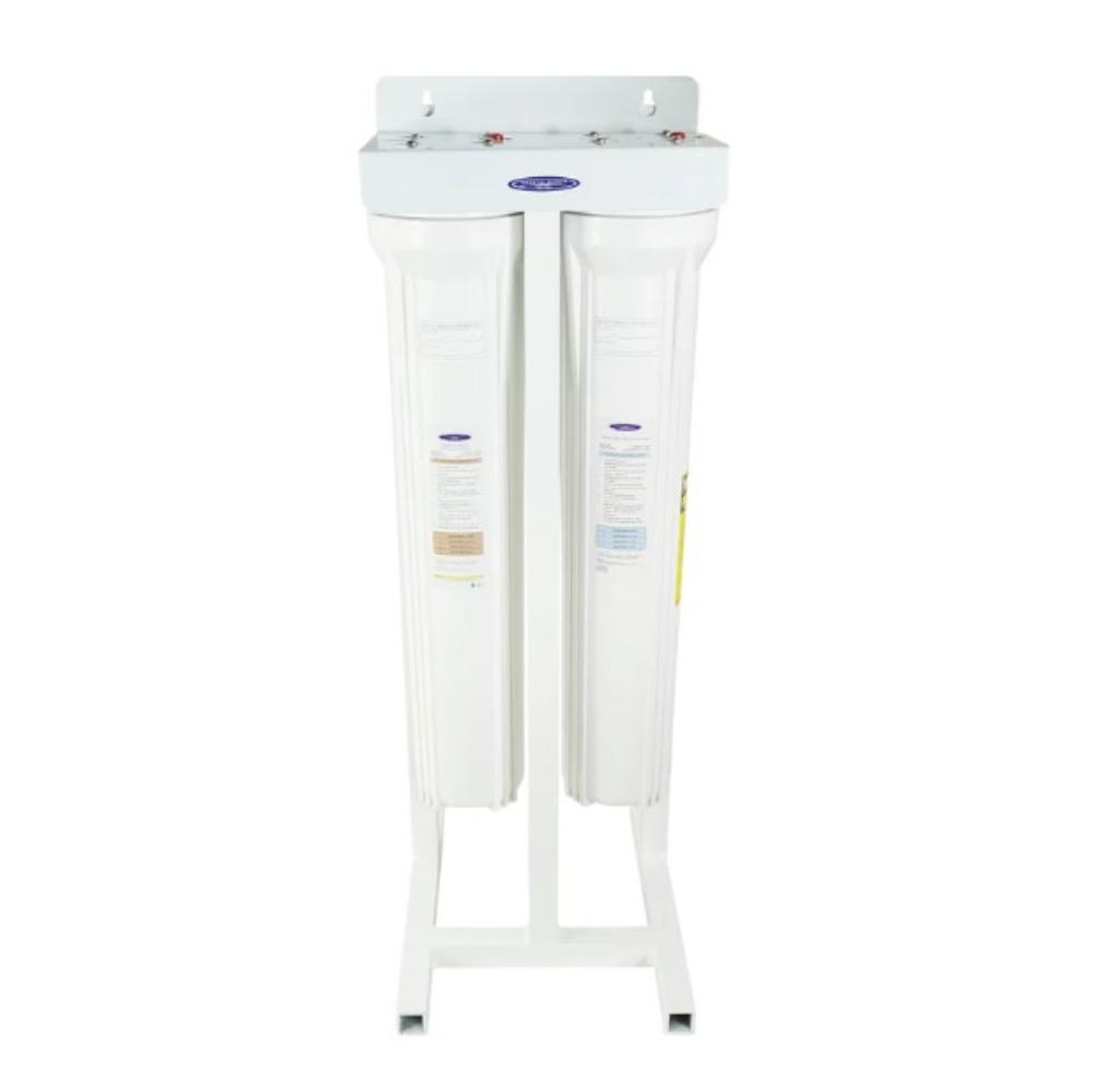 Crystal Quest Mini Whole House Double Water Filter for Arsenic Removal (2-4 GPM | 1-2 people) With System Stand