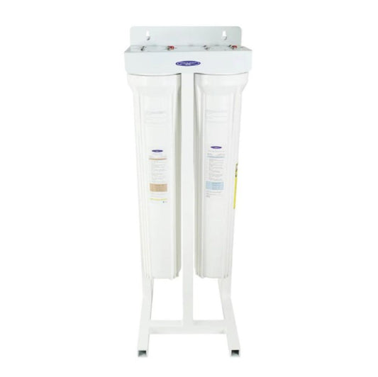 Crystal Quest Mini Whole House Double Water Filter for Arsenic Removal (2-4 GPM | 1-2 people) With System Stand