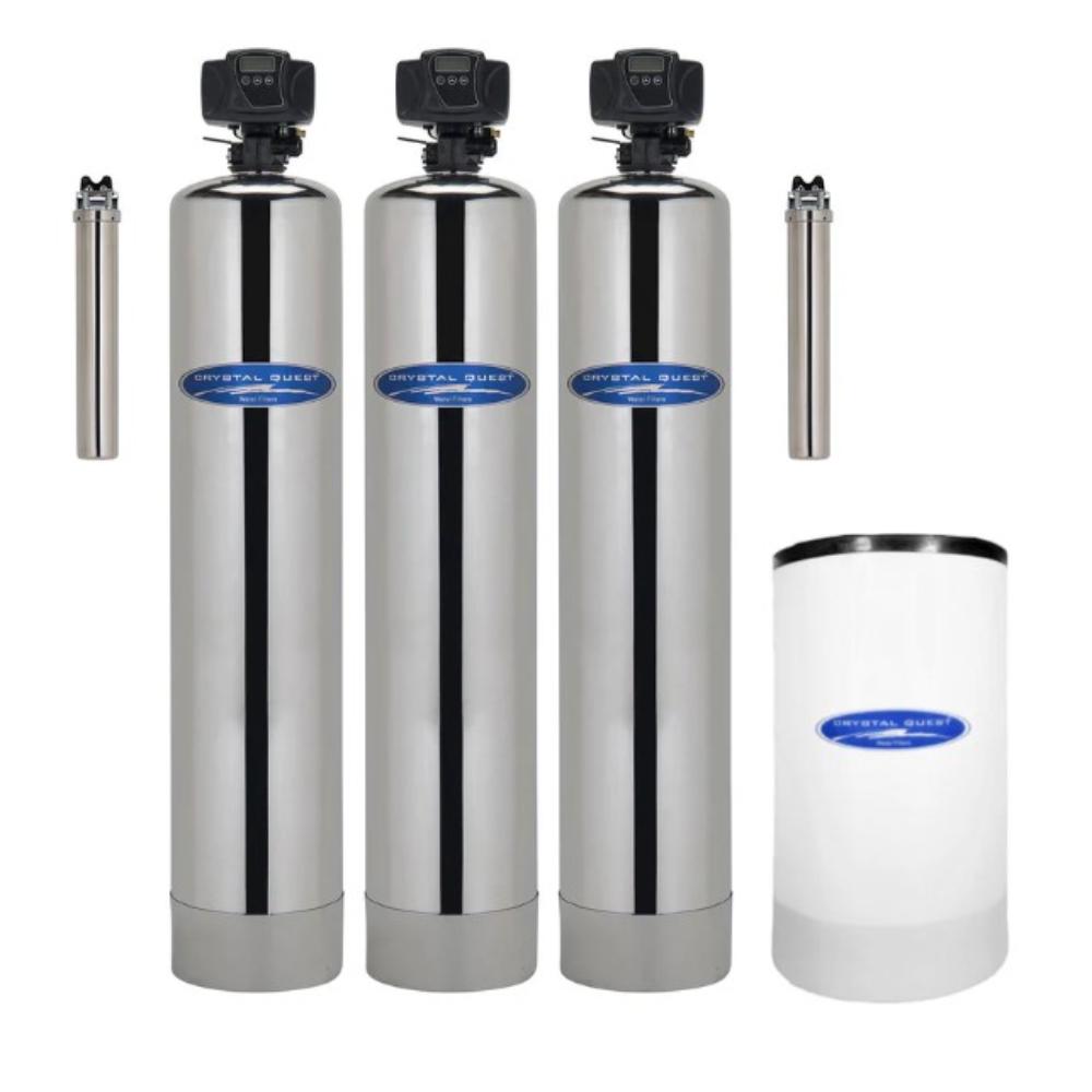 Crystal Quest Sulfate Removal Whole House System with SMART Filter and Softener Stainless Steel