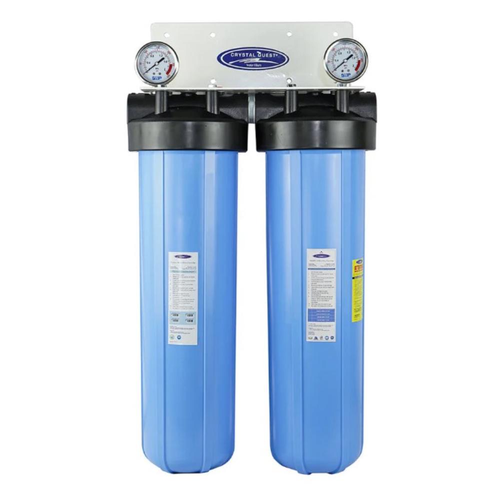 Crystal Quest Big Blue Fluoride Removal Whole House Double Water Filter (4-6 GPM | 1-2 people) No System Stand