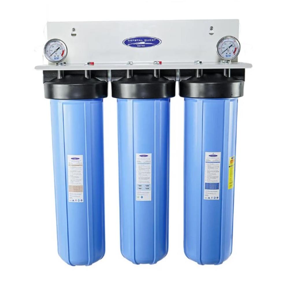 Crystal Quest Big Blue Metal Removal Whole House Triple Water Filter No System Stand