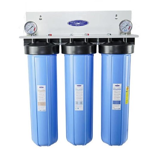 Crystal Quest Big Blue Metal Removal Whole House Triple Water Filter No System Stand