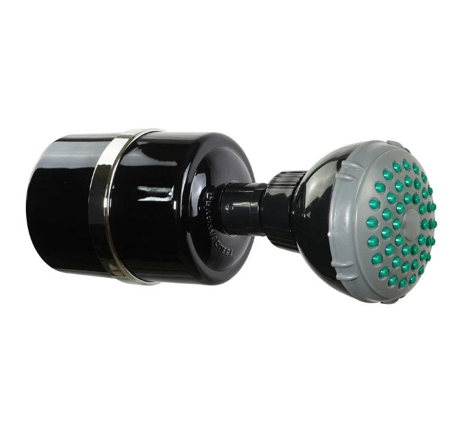 Crystal Quest Shower Head Filter Black With Shower Head